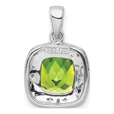 Sterling Silver Peridot & Diamond Pendant – view 4