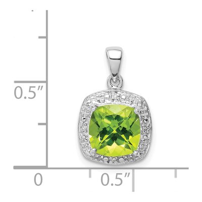 Sterling Silver Peridot & Diamond Pendant – view 5