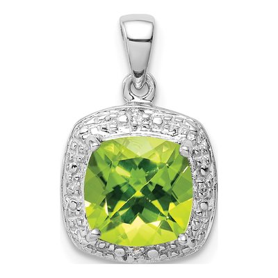 Sterling Silver Peridot & Diamond Pendant