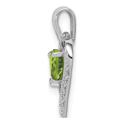 Sterling Silver Peridot & Diamond Heart Pendant – view 3