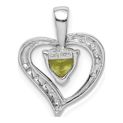 Sterling Silver Peridot & Diamond Heart Pendant – view 5