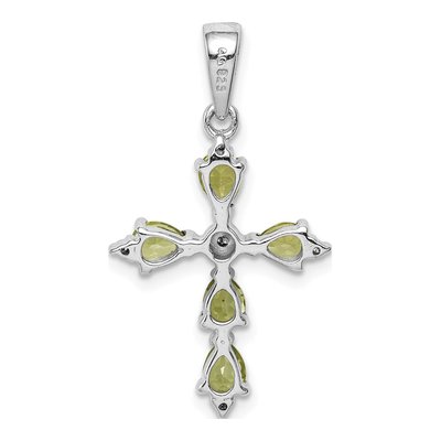 Sterling Silver Peridot & Diamond Cross Pendant – view 4