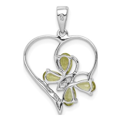 Sterling Silver Peridot & Diamond Butterfly Heart Pendant – view 5