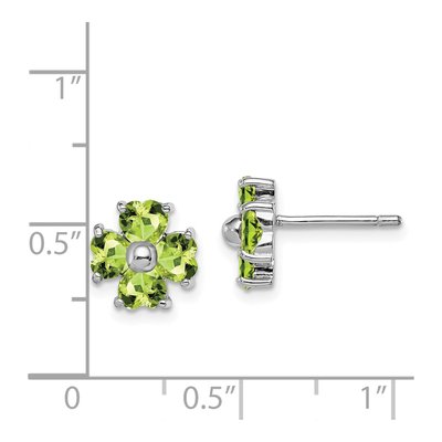 Sterling Silver Heart Peridot Flower Stud Earrings – view 5