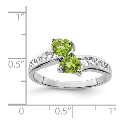 Sterling Silver Peridot Heart Ring – view 4