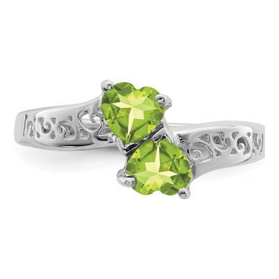 Sterling Silver Peridot Heart Ring – view 6