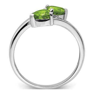 Sterling Silver Peridot & Diamond Heart Ring – view 3