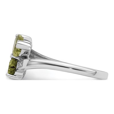 Sterling Silver Peridot & Diamond Heart Ring – view 4