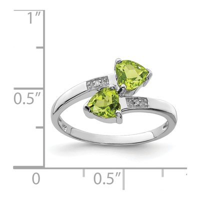 Sterling Silver Peridot & Diamond Heart Ring – view 5