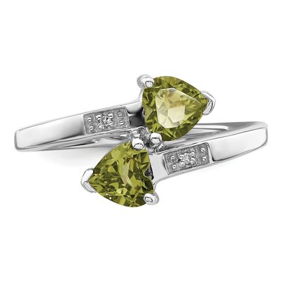 Sterling Silver Peridot & Diamond Heart Ring – view 6
