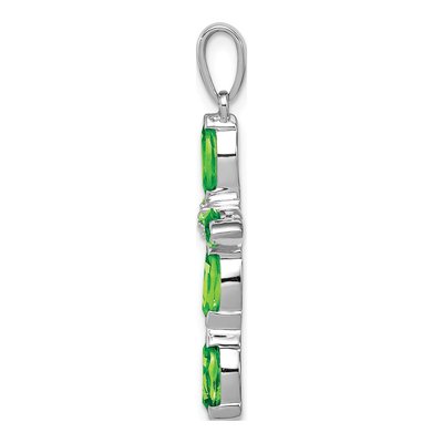 Sterling Silver Peridot & Diamond Cross Pendant – view 3
