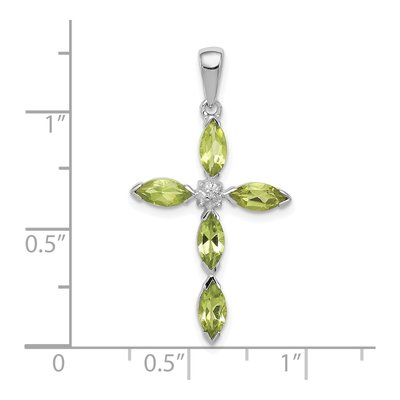 Sterling Silver Peridot & Diamond Cross Pendant – view 4