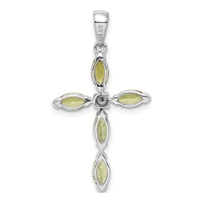 Sterling Silver Peridot & Diamond Cross Pendant – view 5