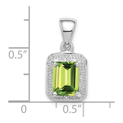 Sterling Silver Peridot & Diamond Emerald-Cut Pendant – view 4