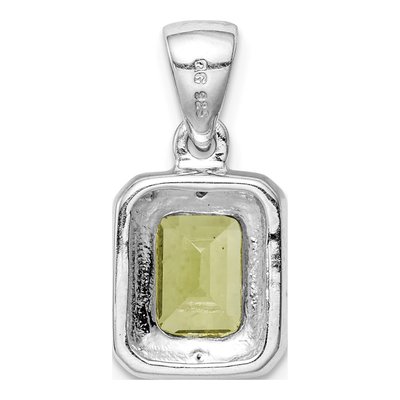 Sterling Silver Peridot & Diamond Emerald-Cut Pendant – view 5