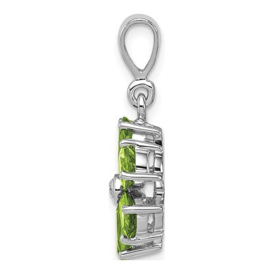 Sterling Silver Peridot & Diamond Flower Pendant – view 3