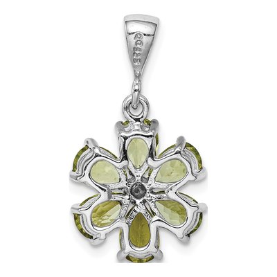 Sterling Silver Peridot & Diamond Flower Pendant – view 5