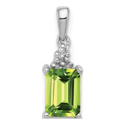 Sterling Silver Peridot & Diamond Pendant