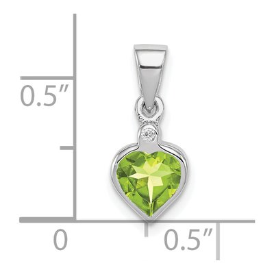Sterling Silver Peridot & Diamond Heart Pendant – view 4
