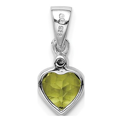 Sterling Silver Peridot & Diamond Heart Pendant – view 5