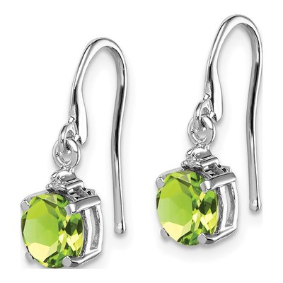 Sterling Silver Peridot & Diamond Wire Dangle Earrings – view 3