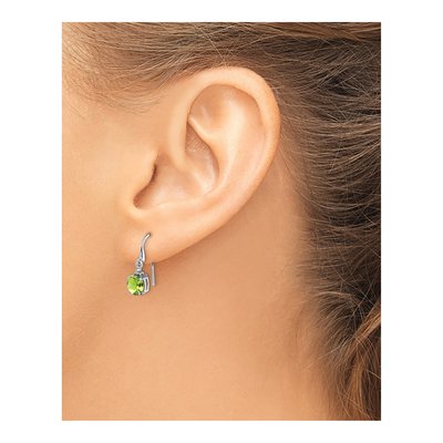 Sterling Silver Peridot & Diamond Wire Dangle Earrings – view 4