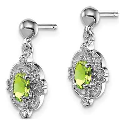 Sterling Silver Peridot & Diamond Dangle Earrings – view 3