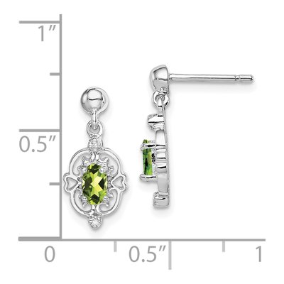 Sterling Silver Peridot & Diamond Dangle Earrings – view 5