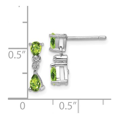 Sterling Silver Peridot & Diamond Pear Dangle Earrings – view 5