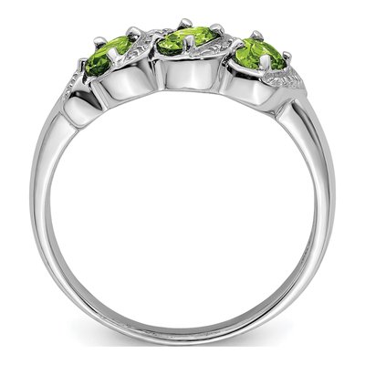 Sterling Silver Peridot & Diamond 3-Stone Ring – view 3