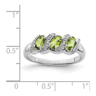 Sterling Silver Peridot & Diamond 3-Stone Ring – view 4