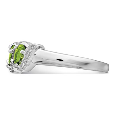 Sterling Silver Peridot & Diamond 3-Stone Ring – view 5