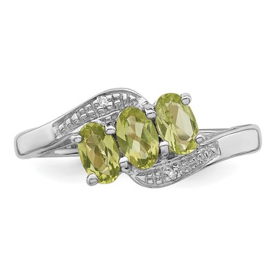 Sterling Silver Peridot & Diamond Ring – view 6
