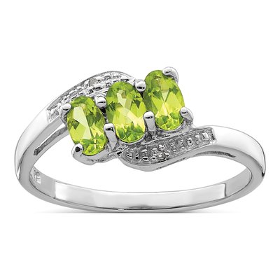 Sterling Silver Peridot & Diamond Ring