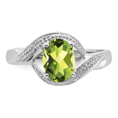 Sterling Silver Peridot & Diamond Ring – view 6