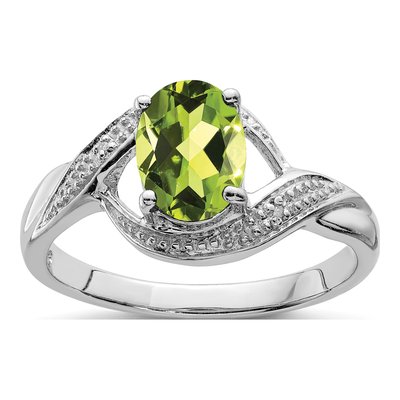 Sterling Silver Peridot & Diamond Ring