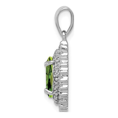 Sterling Silver Peridot & Diamond Pendant – view 3