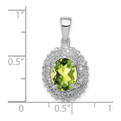 Sterling Silver Peridot & Diamond Pendant – view 4