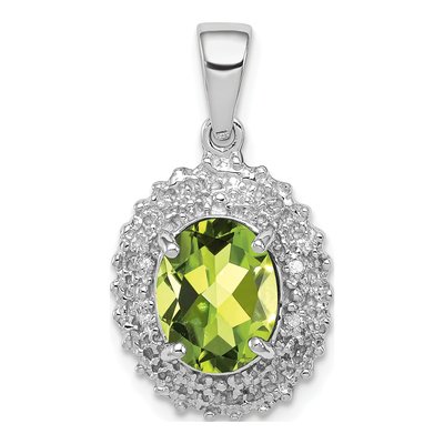 Sterling Silver Peridot & Diamond Pendant