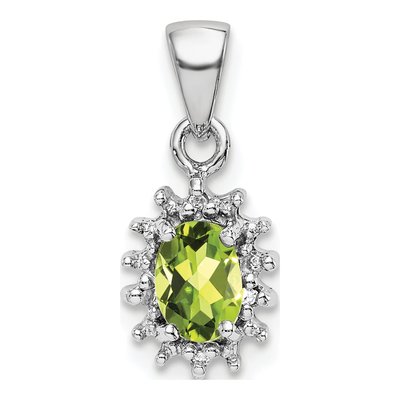 Sterling Silver Peridot & Diamond Pendant