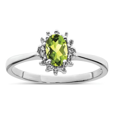 Sterling Silver Peridot & Diamond Ring