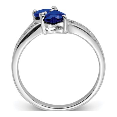 Sterling Silver Sapphire Heart Ring – view 3