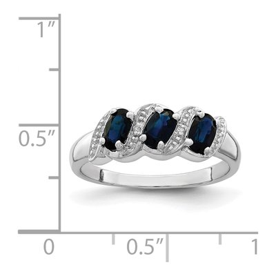 Sterling Silver Sapphire & Diamond Ring – view 5