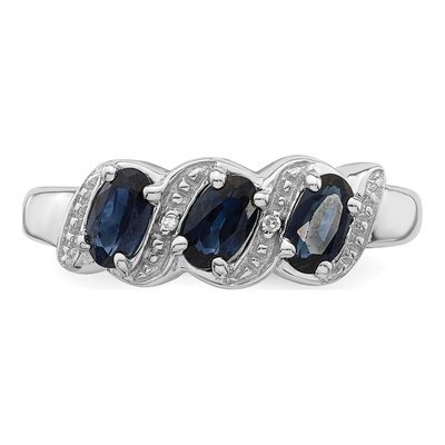 Sterling Silver Sapphire & Diamond Ring – view 6