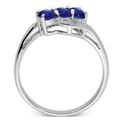 Sterling Silver Sapphire & Diamond Ring – view 3