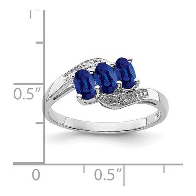 Sterling Silver Sapphire & Diamond Ring – view 4