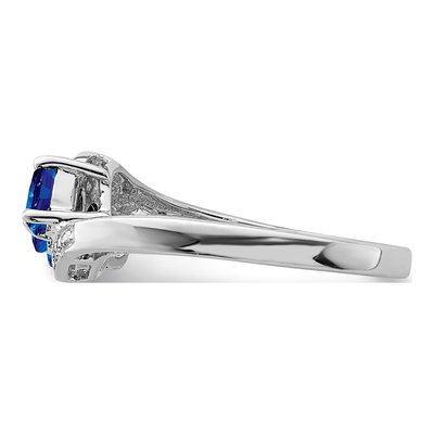 Sterling Silver Sapphire & Diamond Ring – view 5