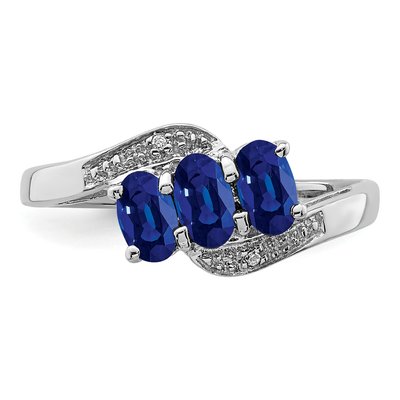 Sterling Silver Sapphire & Diamond Ring – view 6