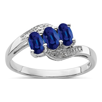 Sterling Silver Sapphire & Diamond Ring