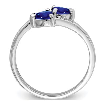 Sterling Silver Sapphire & Diamond Heart Ring – view 3